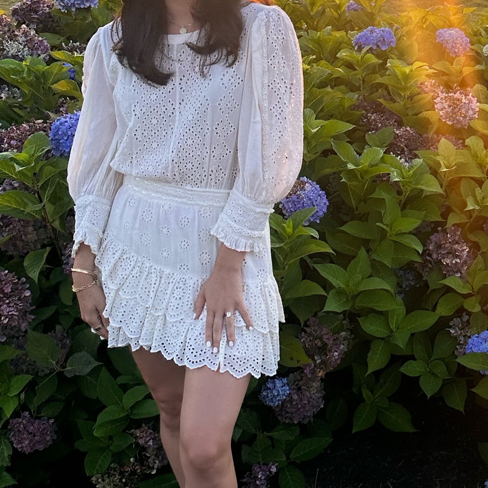 Love Shak Fancy White Eyelet Midi Dress